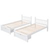 Full Over Twin & Twin Bunk Bed, Wood Triple Bunk Bed with Drawers and Guardrails - White