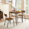 Dining table and chair set; breakfast table with 2 chairs; curved cushion and backrest; fit the human body; more comfortable(Rustic Brown; 26''w x 26'