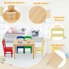 Kids 5 Pieces Table and Chair Set Wooden Children Activity Playroom Furniture Gift - Multicolor