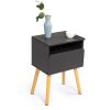 Set of 2 Modern Nightstand, Bedroom Endtable with Drawer, Shelf, Bedside Furniture for Living Room, - gray