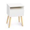 Set of 2 Modern Nightstand, Bedroom Endtable with Drawer, Shelf, Bedside Furniture for Living Room, - white