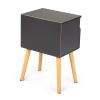 Set of 2 Modern Nightstand, Bedroom Endtable with Drawer, Shelf, Bedside Furniture for Living Room, - gray