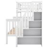 Twin over Full Stairway Bunk Bed with Storage - White