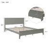 Modern  Solid Wood Queen Platform Bed - Gray