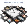 Photo Frame Clock Picture Collage 12-Picture Display Wall Clock Photowall Wall Hanging Home Decor - Black