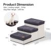 3 Tiers Foldable Dog Stairs; Pet Steps for Small to Medium Dogs; Dog Ladder Storage Stepper for Bed Sofa Couch - Grey