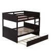 Full Over Full Bunk Bed with Twin Size Trundle - Espresso