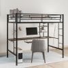 Loft Bed with Desk and Shelf ;  Space Saving Design; Twin - Black