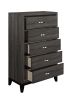 Contemporary Design Gray Finish 1pc Chest of Dovetail Drawers Polished Chrome Bar Pulls Bedroom Furniture - as Pic