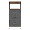 3-Drawers Nightstand With USB Bedroom - Walnut