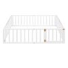 Full Size Wood Daybed Frame with Fence - White