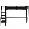 Metal Loft Bed Frame with Desk;  No Box Spring Needed; Twin  - Black