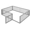 Full Size Wood Daybed Frame with Fence - Gray