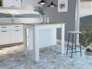 Cala Kitchen Island Antibacterial; Three Shelves; Four Legs -Light Oak / White - as Pic