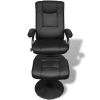 vidaXL Swivel Recliner with Ottoman Black Faux Leather - Black