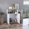 Paprika Kitchen Cart; Four Casters ; Four Open Shelves; Double Door Cabinet -Light Oak / White - as Pic