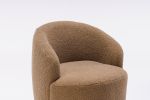 fabric swivel accent armchair barrel chair with black powder coating metal ring - chocolate