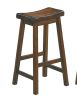 29-inch Bar Height Stools Set of 2pc Saddle Seat Solid Wood Casual Dining Home Furniture - Brown Mix