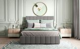 Full size Upholstered Platform bed with a Hydraulic Storage System  - Gray