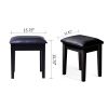 Vanity Stool Wood Dressing PU Padded Chair Makeup Piano Seat Make Up Bench; Black - as Pic