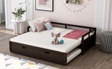 Extending Daybed with Trundle, Wooden Daybed with Trundle - Espresso