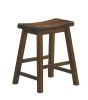 18-inch Height Saddle Seat Stools Set of 2pc Solid Wood Casual Dining Home Furniture  - Brown Mix