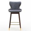 29.9" Modern Leathaire Fabric bar chairs; Tufted Gold Nailhead Trim Gold Decoration Bar stools; Set of 2 (Stone Blue) - as picture