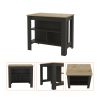 Rockaway 3-Shelf Kitchen Island Black Wengue and Light Oak - as Pic