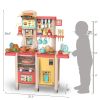 Large Pretend Play Kitchen Set Kids Cooking Playset with Realistic Lights;  Vivid Sounds;  Play Phone;  Clock and 65 Pcs Accessories;  3 +;  Blue XH -