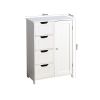 White Bathroom Storage Cabinet; Floor Cabinet with Adjustable Shelf and Drawers - White