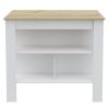 Rockaway 3-Shelf Kitchen Island White and Light Oak - as Pic