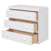 Low Study Full Loft Bed with Cabinet ; Shelves and Rolling Portable Desk ; Multiple Functions Bed - White