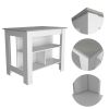 Rockaway 3-Shelf Kitchen Island White and Ibiza Marble - as Pic