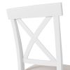 TOPMAX 2 Pieces Farmhouse Rustic Wood Kitchen Upholstered X-Back Dining Chairs; Beige+White - as Pic