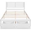 Full Size Platform Bed with Drawers, Gray - White