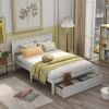 Full Size Platform Bed with Under-bed Drawers - White