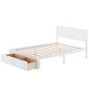 Full Size Platform Bed with Under-bed Drawers - White