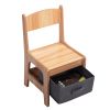 3-in-1 Kids Wood Table and 2 Chairs, Children Activity Table Set with Storage, Blackboard, Double-Sided Table for Drawing - Natural+gray