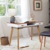 Wooden Vanity table Makeup Dressing Desk Writing Desk Computer Table with Solid Wood Top Panel - as Pic