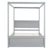 Wood Canopy Bed with Trundle Bed ; Full Size Canopy Platform bed With Support Slats .No Box Spring Needed - Gray