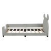 Twin Size Upholstered Daybed with Carton Ears Shaped Headboard - LIGHT GREY