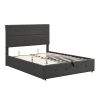 Upholstered Platform Bed with Underneath Storage; Full Size - Gray