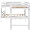 L-Shaped Twin over Full Bunk Bed and Twin Size Loft Bed with Built-in Desk - White