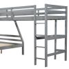 L-Shaped Twin over Full Bunk Bed and Twin Size Loft Bed with Built-in Desk - Gray