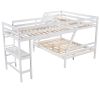 L-Shaped Twin over Full Bunk Bed and Twin Size Loft Bed with Built-in Desk - White