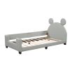 Twin Size Upholstered Daybed with Carton Ears Shaped Headboard - LIGHT GREY