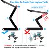 Foldable Laptop Table Bed Notebook Desk with Mouse Board Aluminum Alloy Breakfast Snacking Tray for Home Office Travel Use - Black