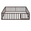 Full Size Wood Daybed Frame with Fence - Walnut