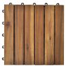 vidaxl 10 pcs Acacia Decking Tiles 11.8"x11.8" Vertical Pattern - Brown