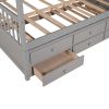 Full size Wooden House Bed with Trundle and 3 Storage Drawers - Grey